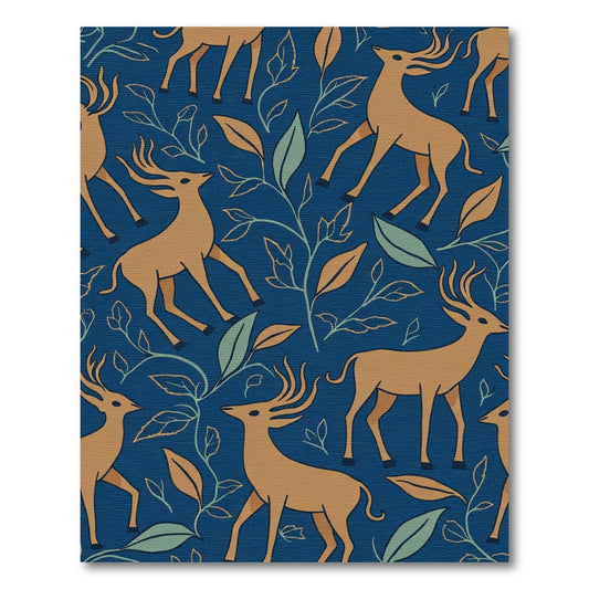 Amber Deer Woodland Forest Blue Rug