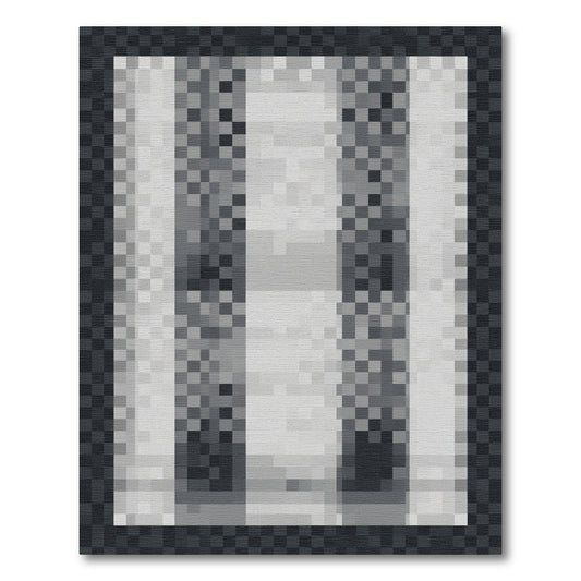 Monochrome Vertical Stripe Abstract Rug