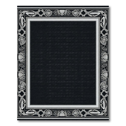 Black White Art Nouveau Botanical Frame Rug