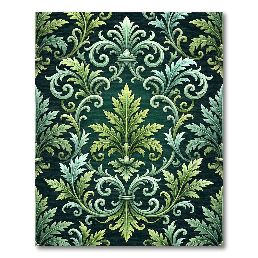 Verdant Floral Acanthus Scroll Rug