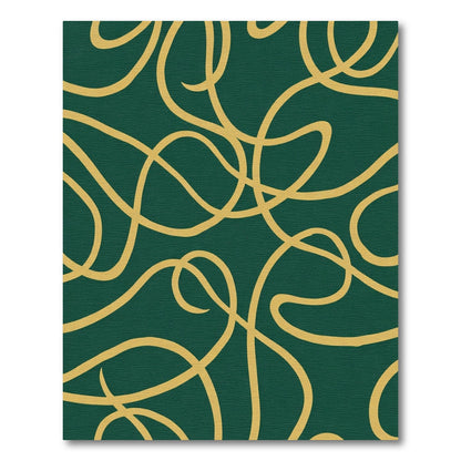 Emerald Gold Swirling Lines Rug