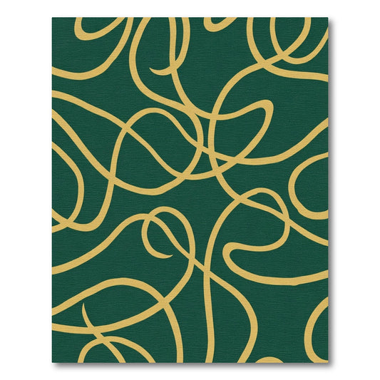 Emerald Gold Swirling Lines Rug