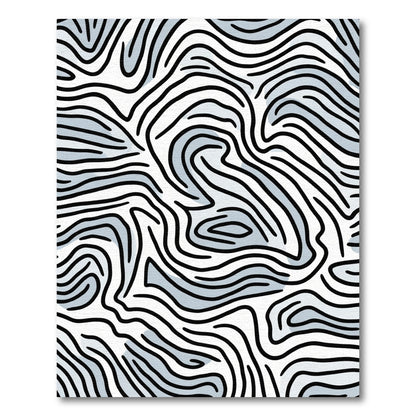 Black White Abstract Wavy Lines Rug