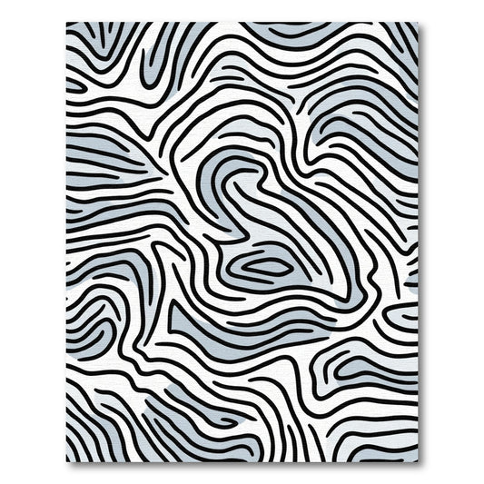 Black White Abstract Wavy Lines Rug