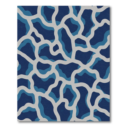 Deep Blue Organic Intertwined Lines Rug