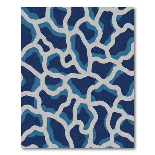 Deep Blue Organic Intertwined Lines Rug