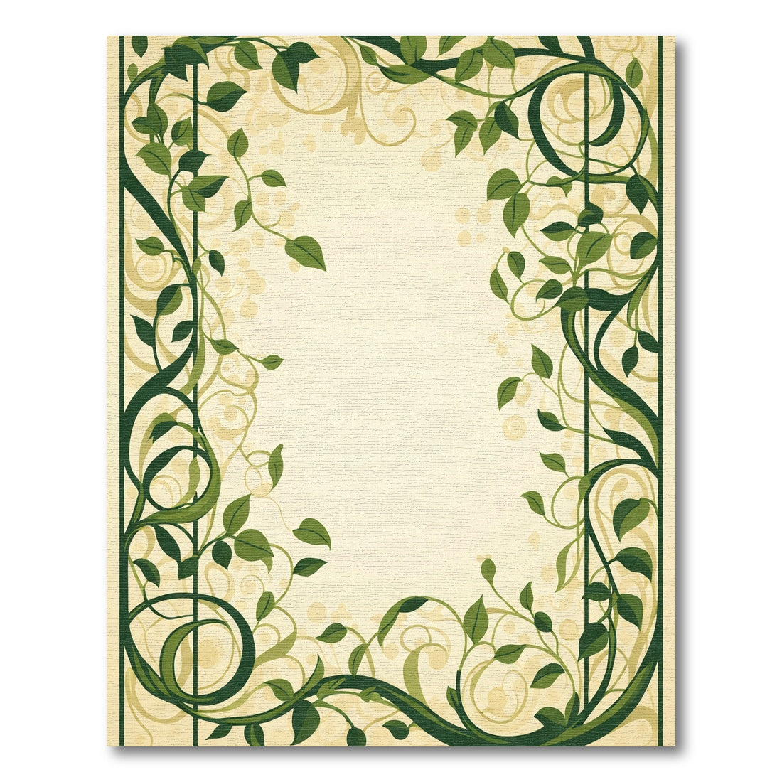 Green Vine Swirl Border Rug