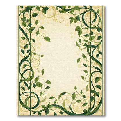 Green Vine Swirl Border Rug
