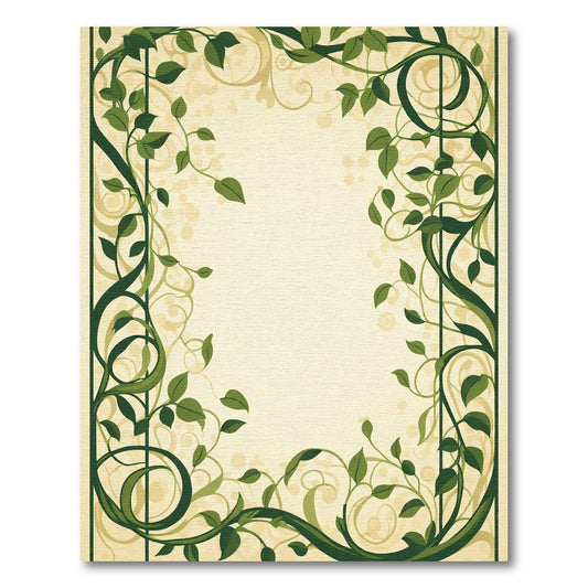 Green Vine Swirl Border Rug