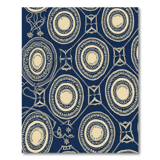 Navy Cream Circular Medallion Art Rug