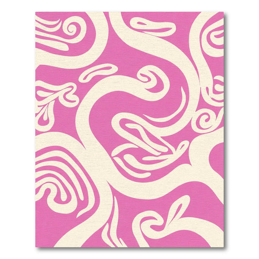 Cream Swirls Pink Abstract Rug