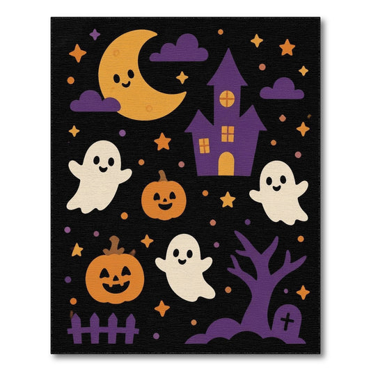 Cute Halloween Ghosts and Pumpkins Kids Area Rug