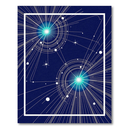 Deep Blue Cosmic Abstract Burst Rug