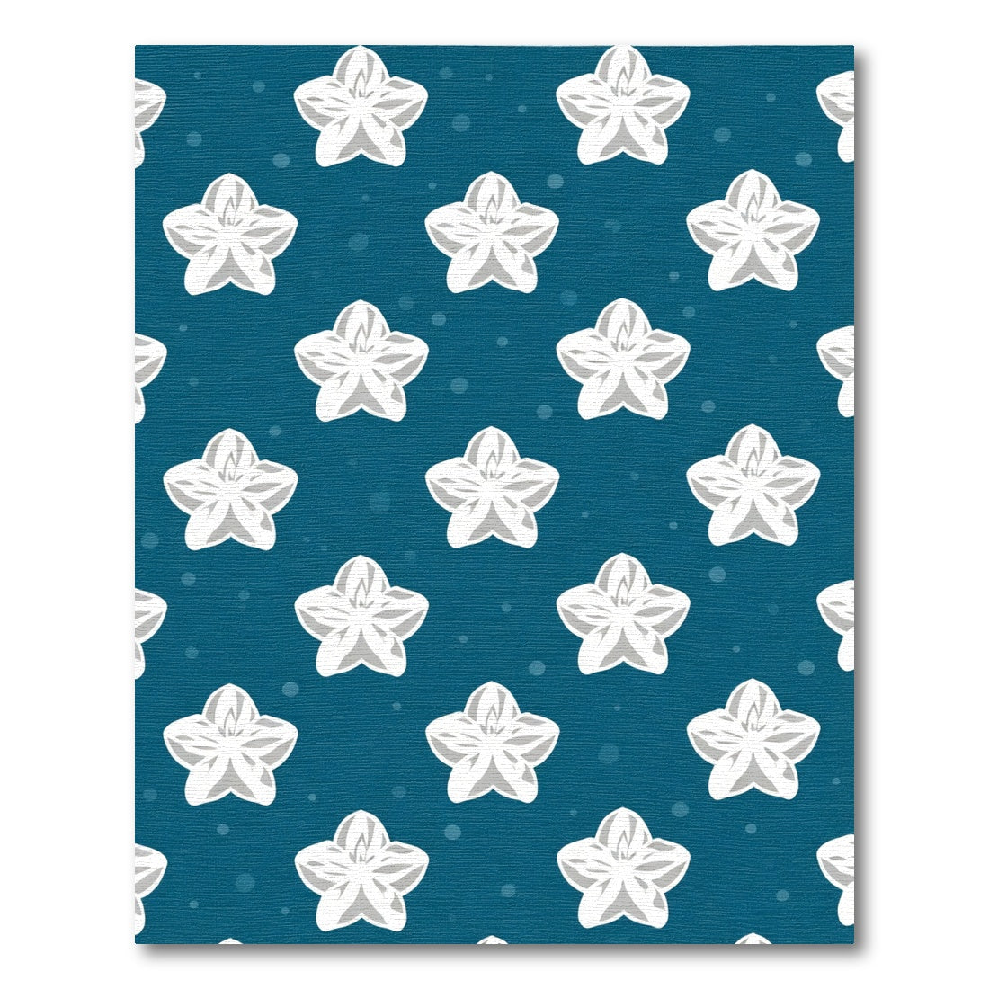 White Starflowers on Deep Blue Background Rug