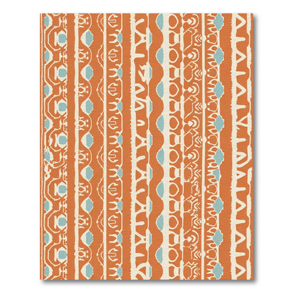Orange Geometric Tribal Stripe Rug