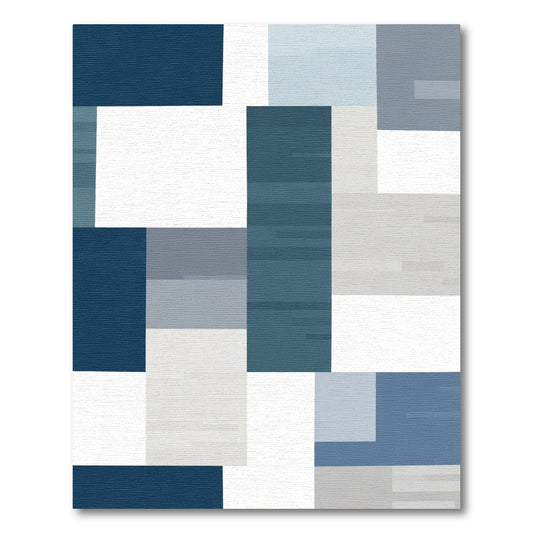 Modern Abstract Blue Gray Composite Shapes Rug