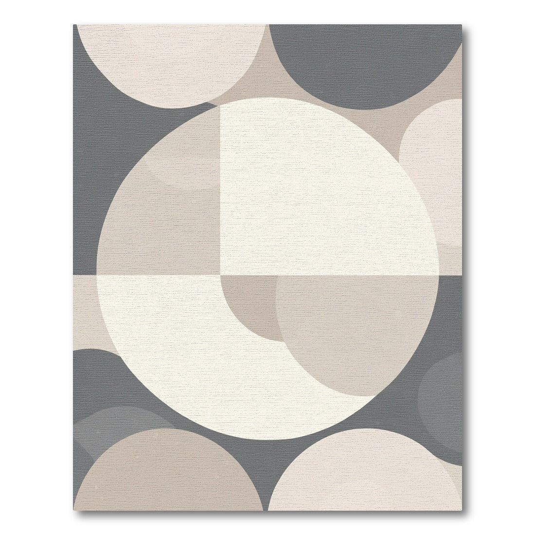 Neutral Geometric Mid-Century Circles Rug