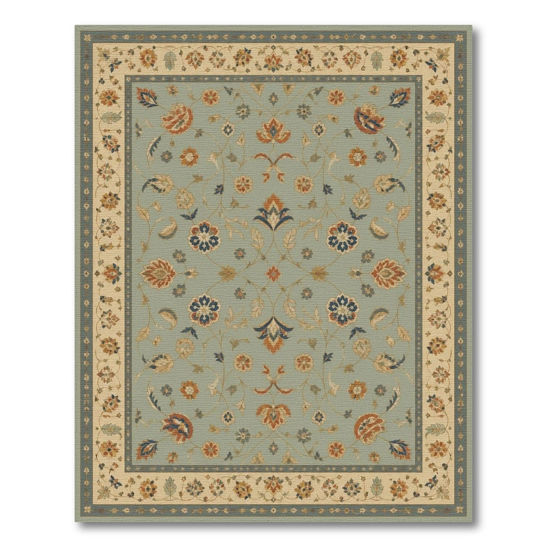Blue Floral Vintage Area Rug