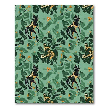 Muted Green Abstract Horse Foliage Rug
