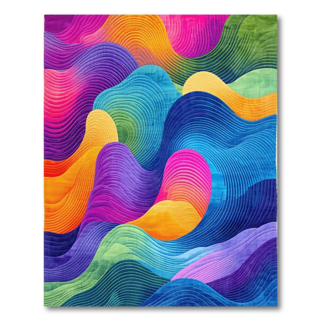 Vibrant Wavy Multicolor Rug