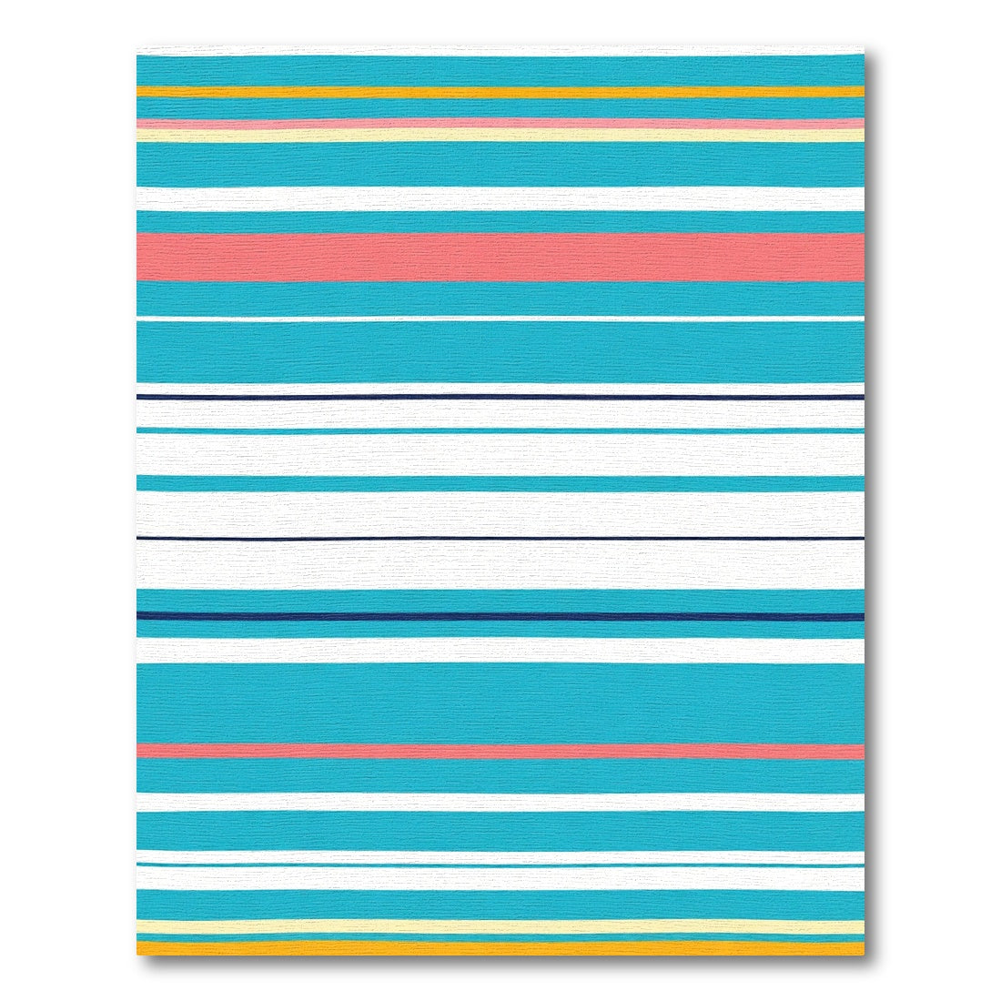 Coastal Turquoise Coral Stripe Rug