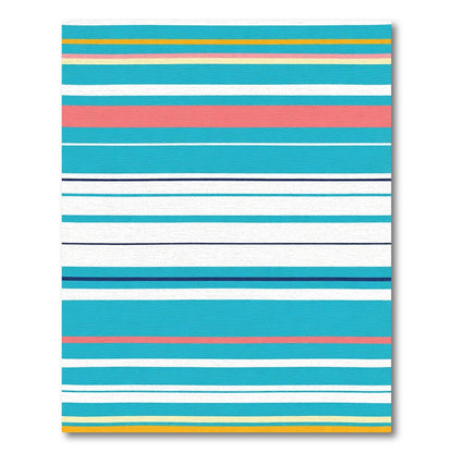 Coastal Turquoise Coral Stripe Rug