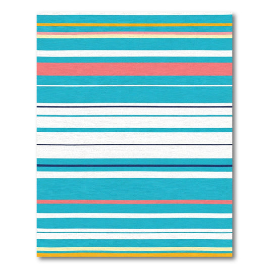 Coastal Turquoise Coral Stripe Rug