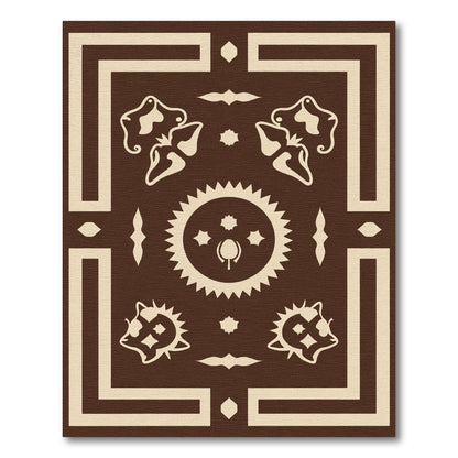 Brown Cream Folk Art Sunburst Rug
