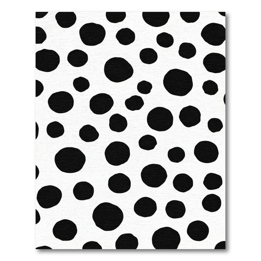 Black Dots Contemporary White Circles Rug
