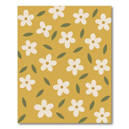 Floral Vintage Yellow Floral Washable Area Rug