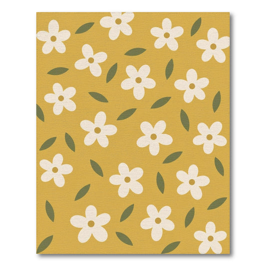 Floral Vintage Yellow Floral Washable Area Rug