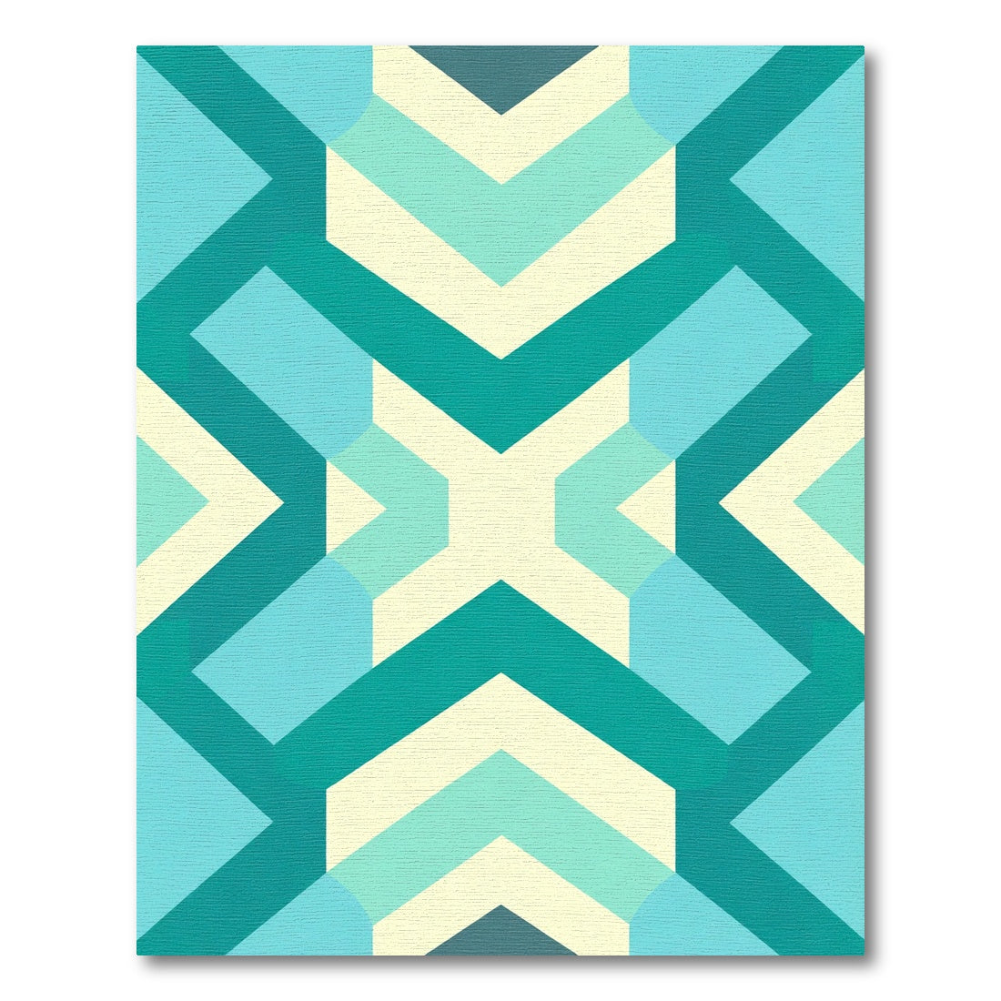 Teal Aqua Geometric Chevron Rug