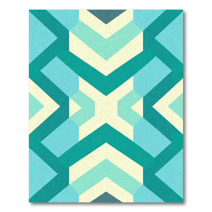 Teal Aqua Geometric Chevron Rug