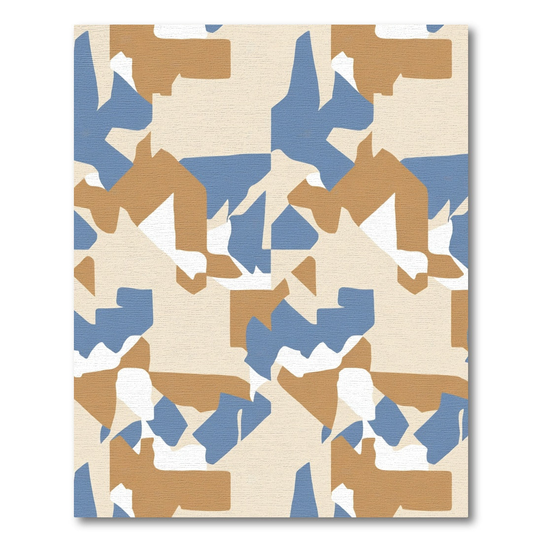 Abstract Terracotta Blue Geometric Shapes Rug