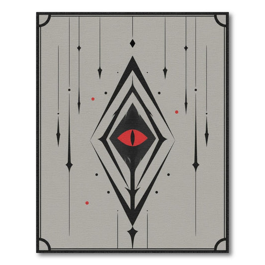 Black White Geometric Red Eye Area Rug