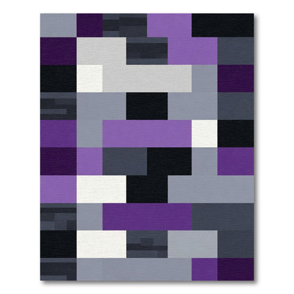 Modern Purple Gray Geometric Blocks Rug