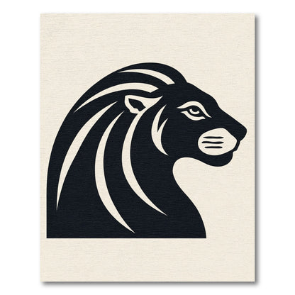 Bold Black Lion Profile Rug
