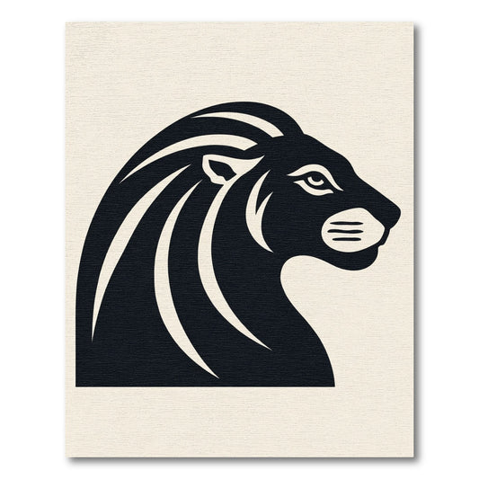 Bold Black Lion Profile Rug