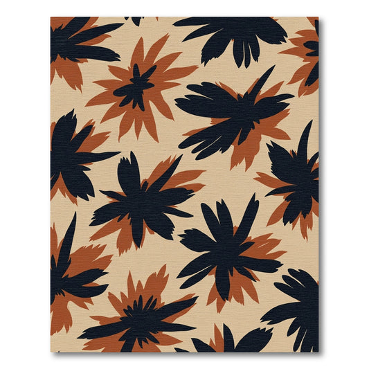 Brown Black Abstract Petal Composition Rug