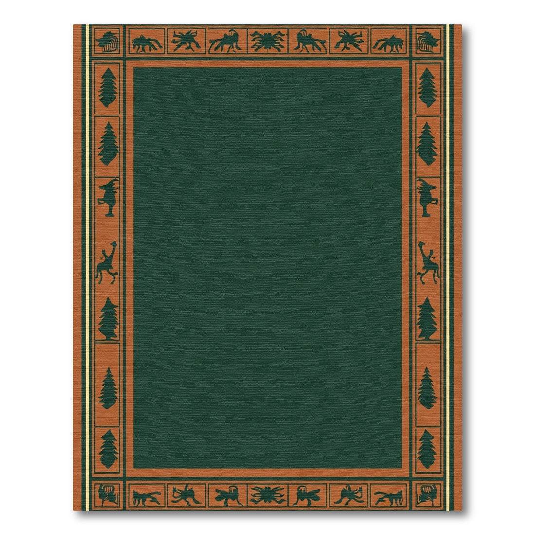 Forest Animals Terra Cotta Geometric Border Rug
