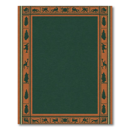 Forest Animals Terra Cotta Geometric Border Rug