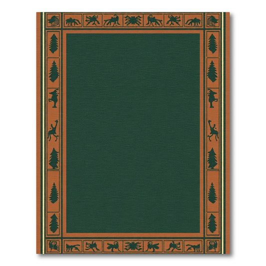 Forest Animals Terra Cotta Geometric Border Rug