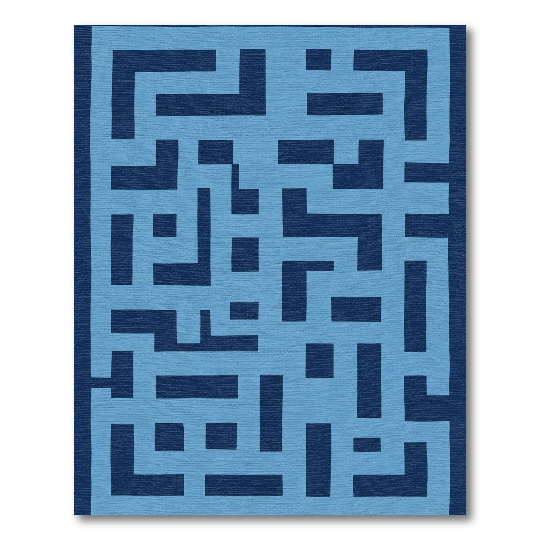 Deep Blue Labyrinth Geometric Rug