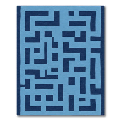 Deep Blue Labyrinth Geometric Rug