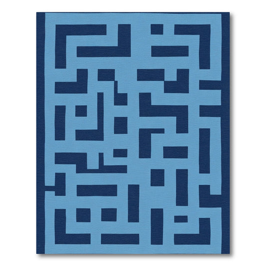 Deep Blue Labyrinth Geometric Rug