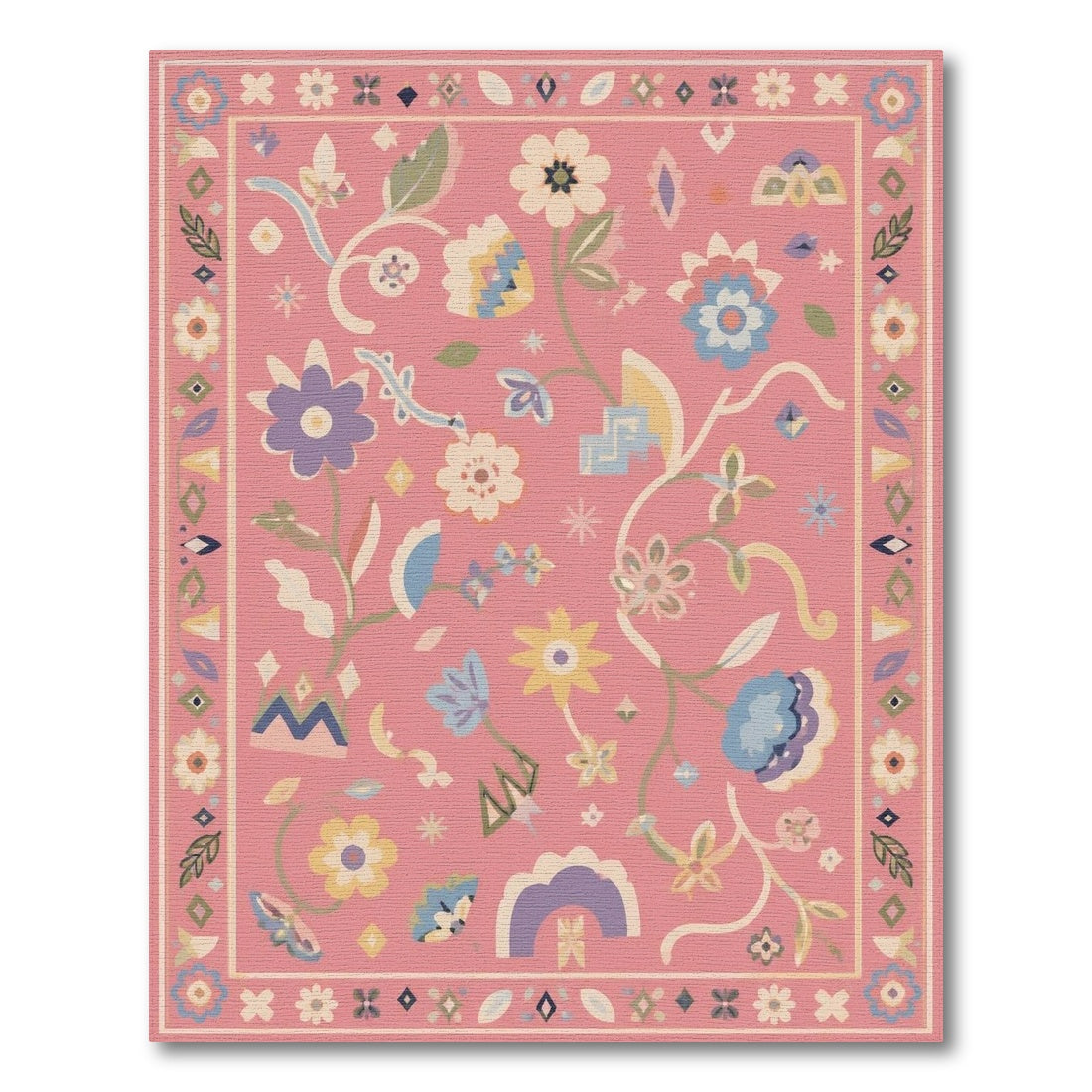 Pink Floral Vintage Area Rug