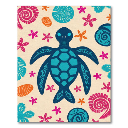 Oceanic Turtle Starfish Seashell Collage Rug