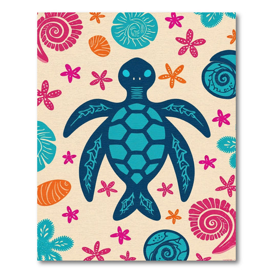 Oceanic Turtle Starfish Seashell Collage Rug