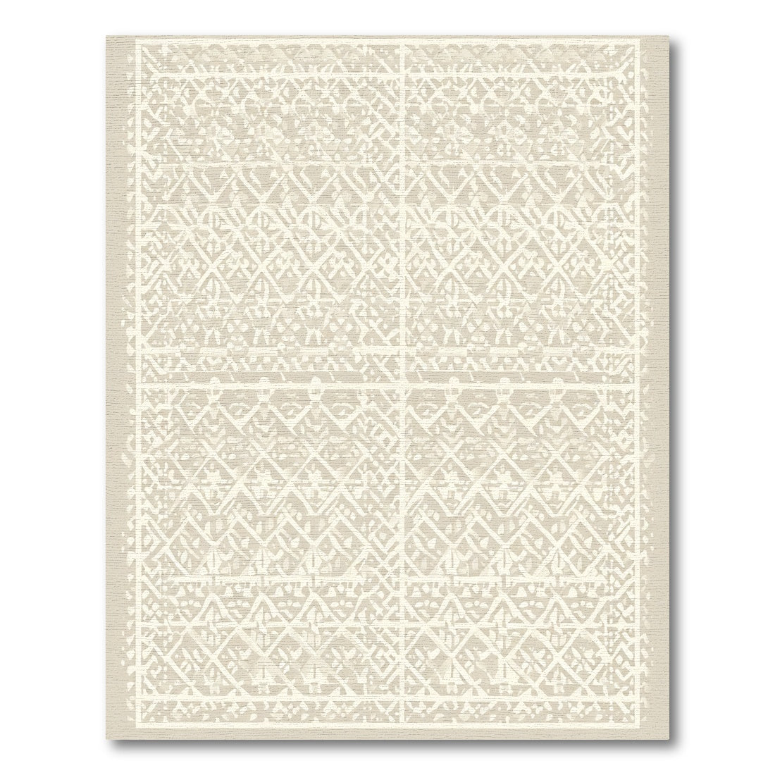 Cream Geometric Lattice Overlay Rug
