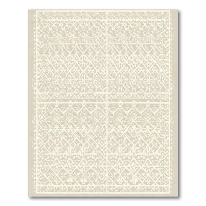 Cream Geometric Lattice Overlay Rug